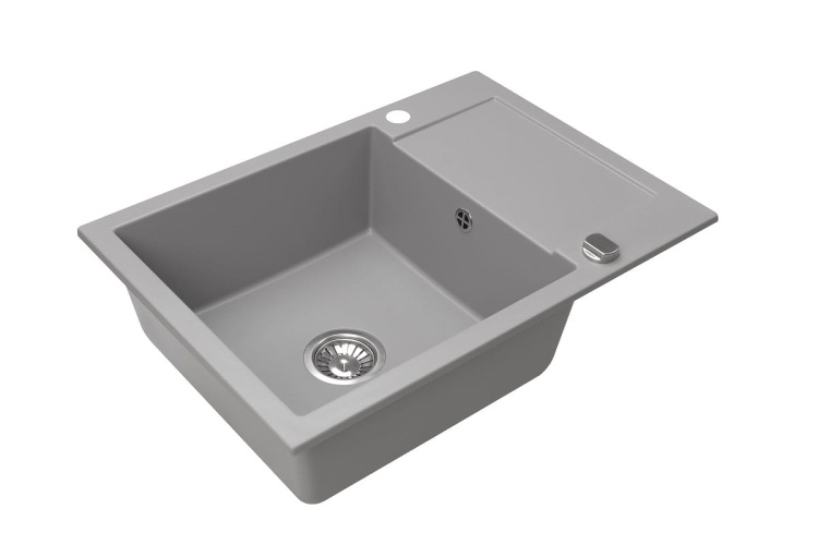 Zlewozmywak Granitowy CORDEO 70 szary z ociekaczem. Jednokomorowy.