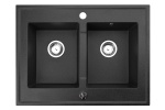 Zlewozmywak Granitowy dwukomorowy czarny metalik GRANDE