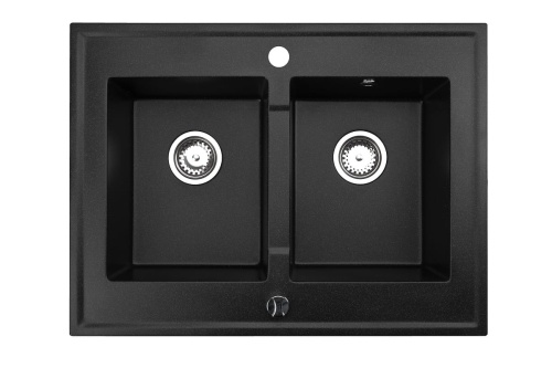 Zlewozmywak Granitowy dwukomorowy czarny nakrapiany GRANDE