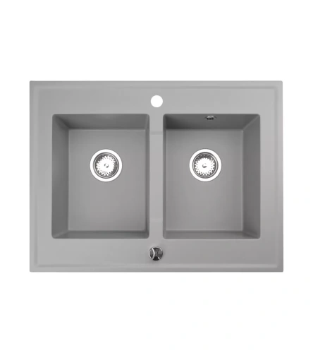Zlewozmywak Granitowy dwukomorowy szary GRANDE