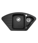  Zlewozmywak Granitowy półtorakomorowy z ociekaczem czarny nakrapiany MERKURY