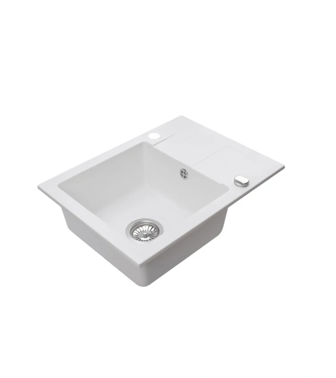 Zlew granitowy jednokomorowy z ociekaczem biały NELI 59