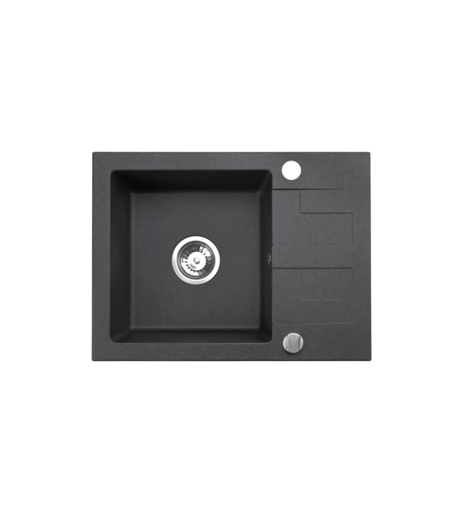 Zlewozmywak granitowy jednokomorowy z ociekaczem czarny metalik NELI 59