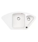 Zlewozmywak Granitowy półtorakomorowy z ociekaczem biały MERKURY