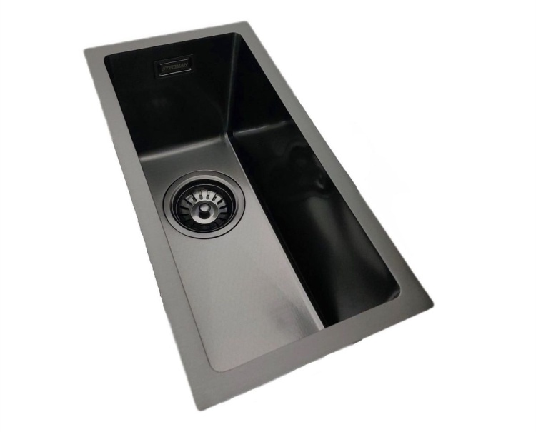 Mały czarny zlew stalowy STEEL 2244p podwieszany CZARNY