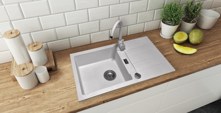 Zlewozmywak Athena bialy wizualizacja w blacie