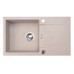 Zlewozmywak granitowy beżowy 1-komorowy z ociekaczem ATHENA