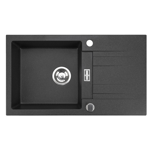 Zlewozmywak czarny nakrapiany granitowy. Brenor - Athena. Rozmiar: 76x44cm.