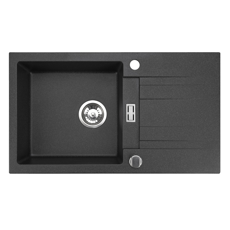 Zlewozmywak czarny nakrapiany granitowy. Brenor - Athena. Rozmiar: 76x44cm.