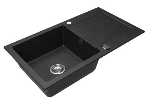Zlewozmywak granitowy czarny nakrapiany Cordeo XL z boku