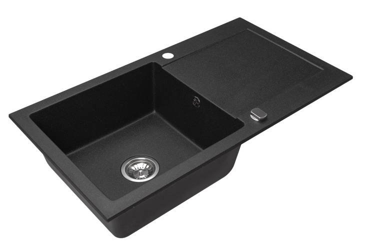 Zlewozmywak granitowy czarny nakrapiany Cordeo XL z boku