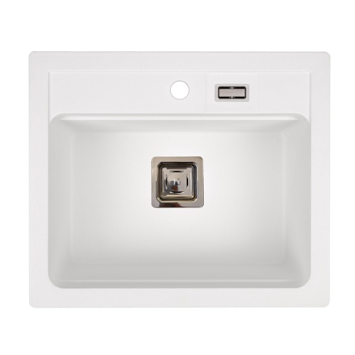 Biały kuchenny granitowy zlewozmywak jednokomorowy YORK