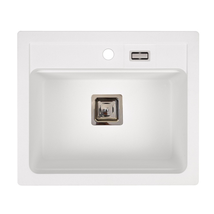 Biały kuchenny granitowy zlewozmywak jednokomorowy YORK