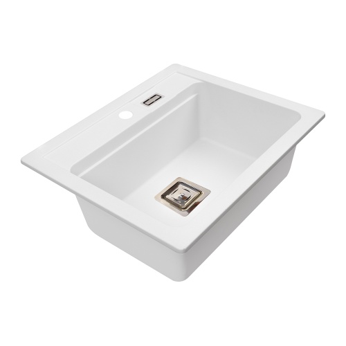 Zlewozmywak biały perspektywa boczna YORK