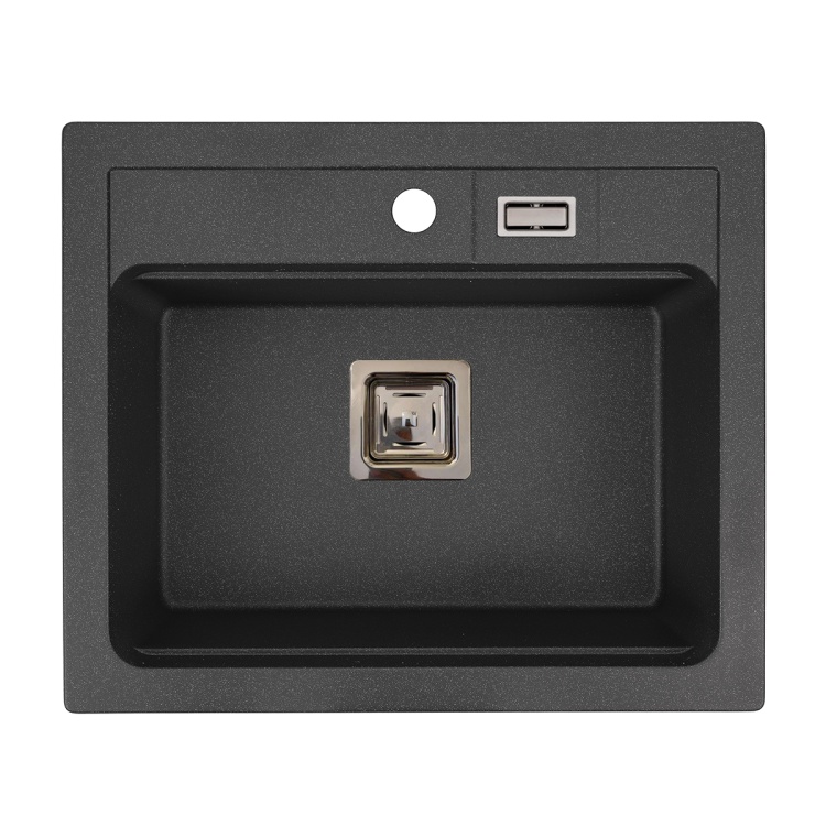 Kuchenny granitowy zlewozmywak jednokomorowy YORK. Kolor czarny nakrapiany.