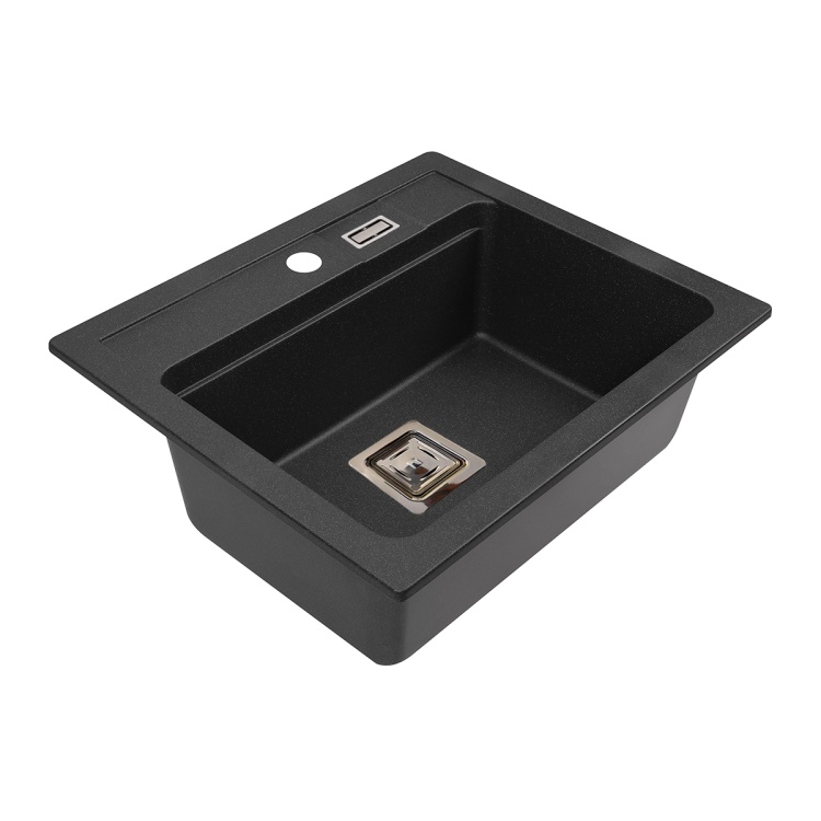 Zlewozmywak perspektywa boczna YORK. Kolor czarny nakrapiany.
