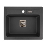 Zlewozmywak kuchenny granitowy 1-komorowy czarny metalik YORK