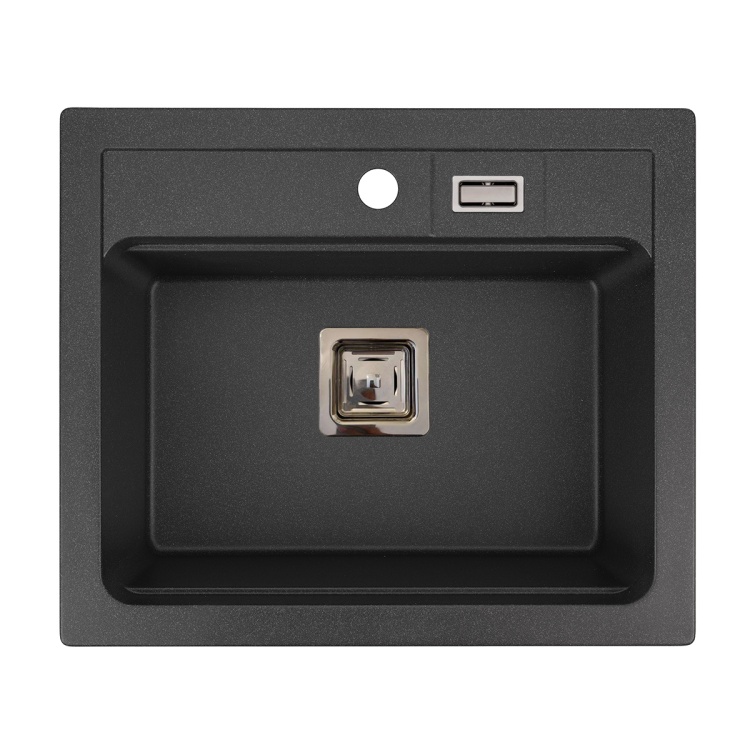 Kuchenny granitowy zlewozmywak jednokomorowy YORK. Kolor czarny metalik.