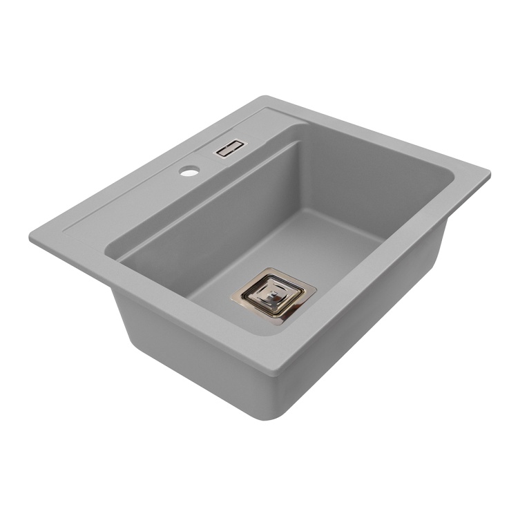 Zlewozmywak perspektywa boczna YORK. Kolor szary.