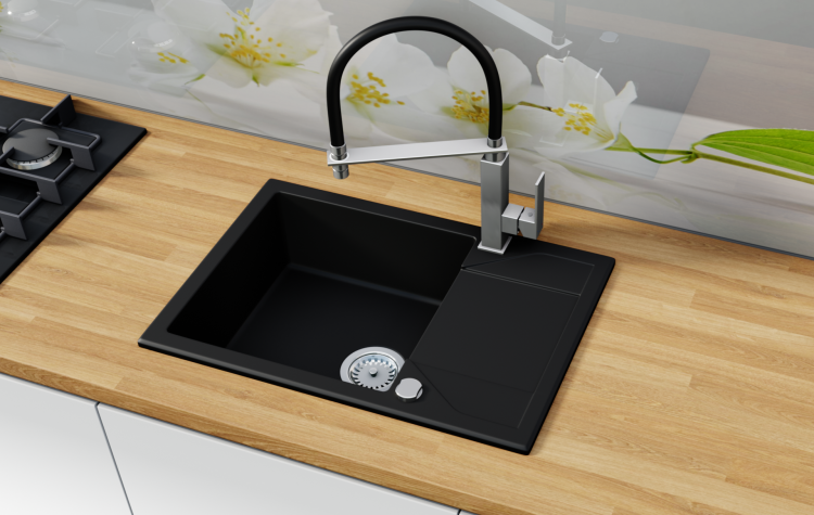 Zlewozmywak granitowy czarny mat ADRIA EOS