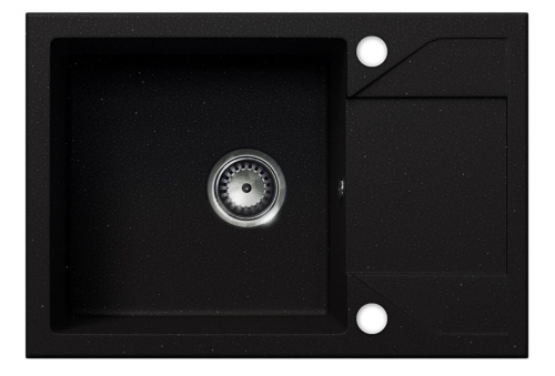 Zlewozmywak granitowy Adria. Czarny Brokat Srebrny