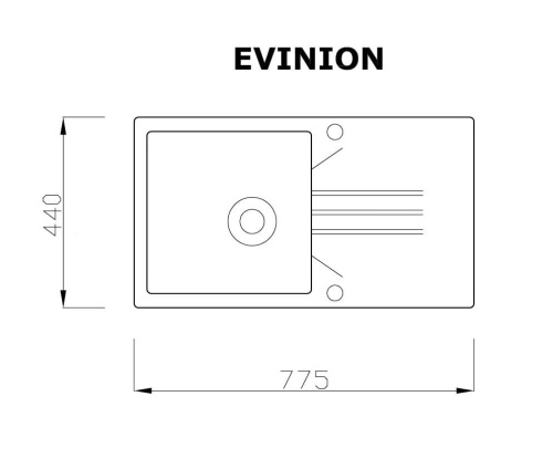 Rysunek techniczny zlewu Evinion
