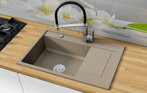 Zlewozmywak granitowy VIERO piaskowy