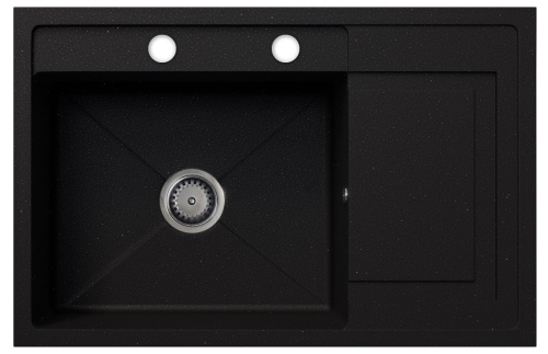 Granitowy zlewozmywak Viero - w kolorze czarny brokat srebrny