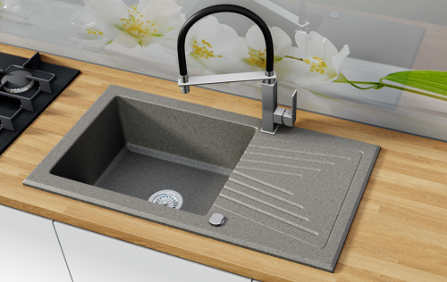 Zlewozmywak granitowy szary metalik