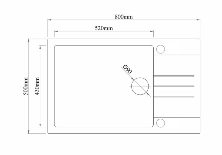 Rysunek techniczny zlewozmywaka granitowego LIMA