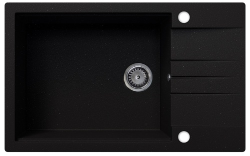 Zlewozmywak granitowy LIMA czarny brokat srebrny