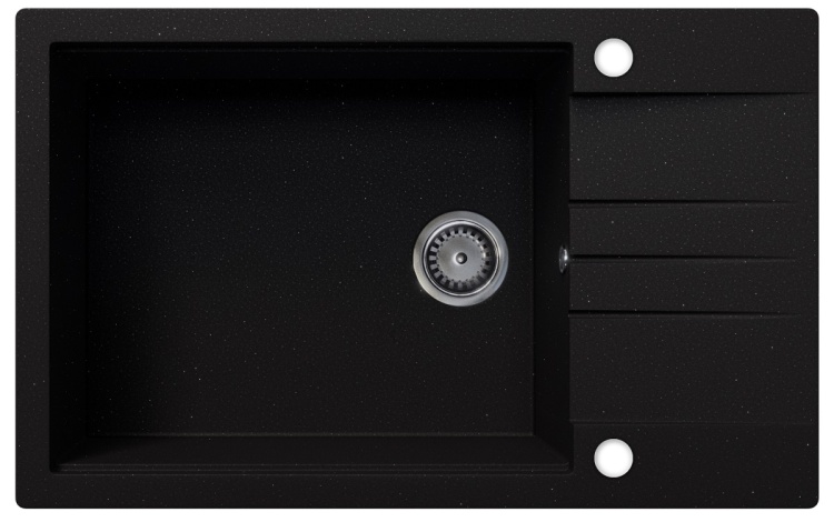 Zlewozmywak granitowy LIMA czarny brokat srebrny