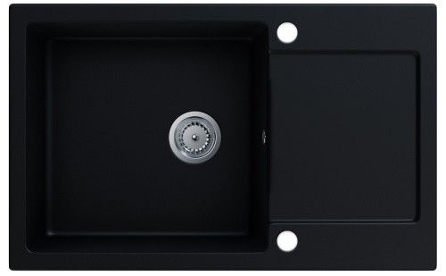 Zlewozmywak granitowy jednokomorowy Loja (czarny mat) z ociekaczem