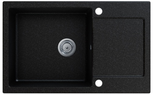 Zlewozmywak granitowy jednokomorowy Loja (czarny nakrapiany) z ociekaczem