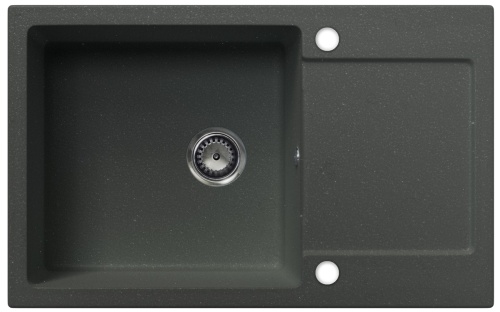 Zlewozmywak granitowy jednokomorowy Loja (szary metalik) z ociekaczem