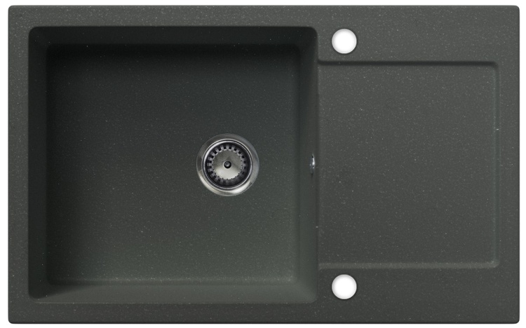 Zlewozmywak granitowy jednokomorowy Loja (szary metalik) z ociekaczem