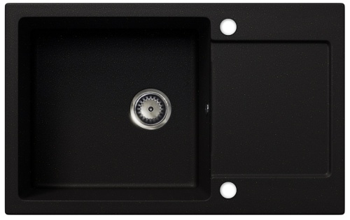 Zlewozmywak granitowy jednokomorowy Loja (czarny brokat złoty) z ociekaczem