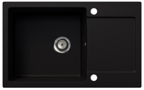 Zlewozmywak granitowy jednokomorowy Loja (czarny brokat srebrny) z ociekaczem
