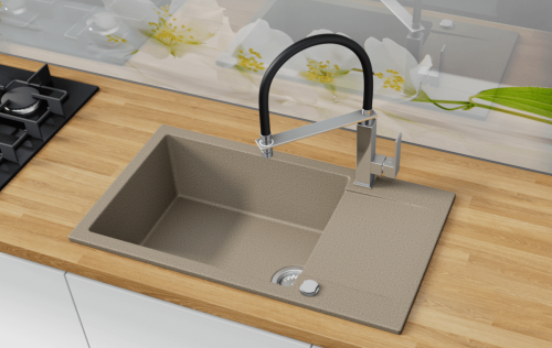 Granitowy zlewozmywak FORT w beżowym wykończeniu