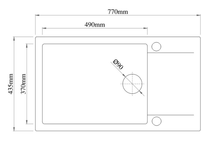 Rysunek techniczny zlewozmywaka granitowego Fort