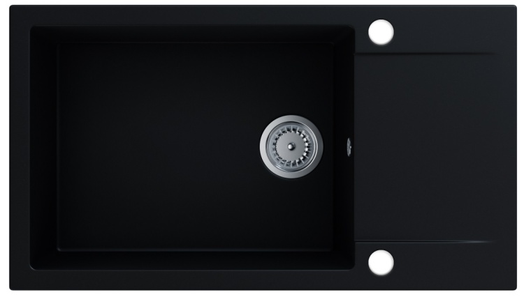 Zlewozmywak granitowy Fort (czarny mat) z otworami