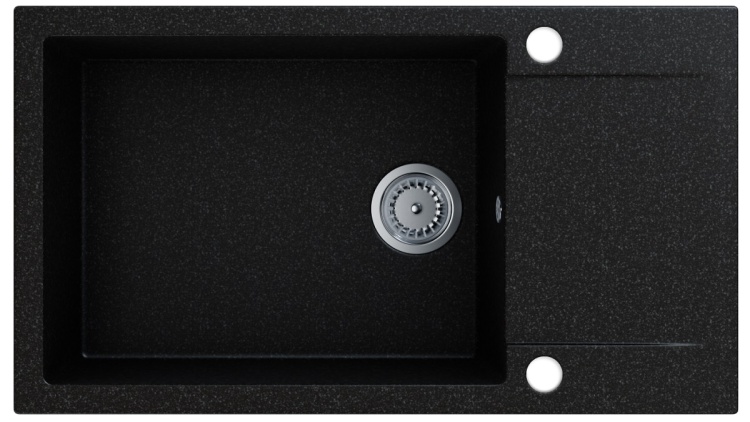 Zlewozmywak granitowy Fort (czarny grafit) z otworami