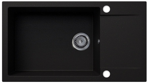 Zlewozmywak granitowy Fort (czarny brokat złoty) z otworami