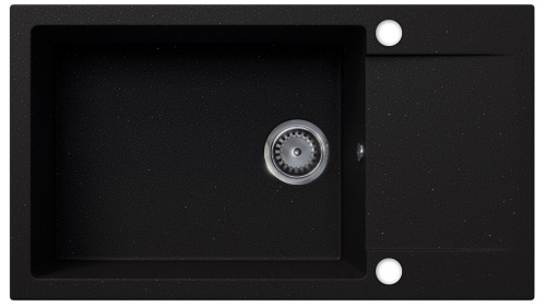 Zlewozmywak granitowy Fort (czarny brokat srebrny) z otworami