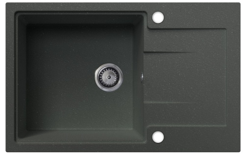 Zlewozmywak granitowy jednokomorowy z ociekaczem DURAN szary metalik