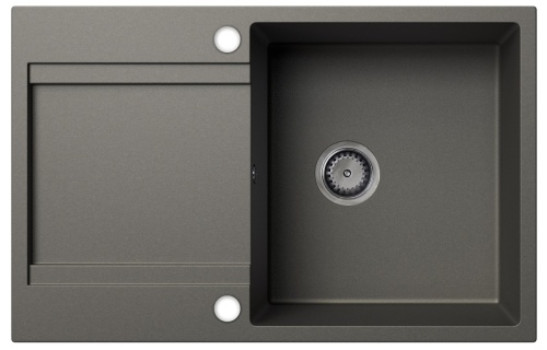 Zlewozmywak granitowy GIOKO z ociekaczem (szary metalik)