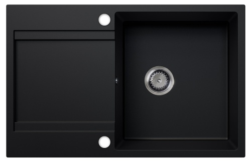 Zlewozmywak granitowy GIOKO z ociekaszem (czarny mat)