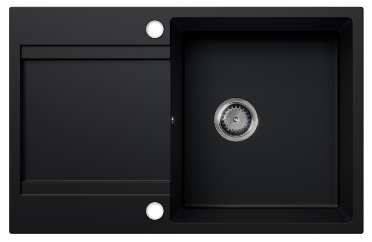 Zlewozmywak granitowy GIOKO z ociekaszem (czarny mat)