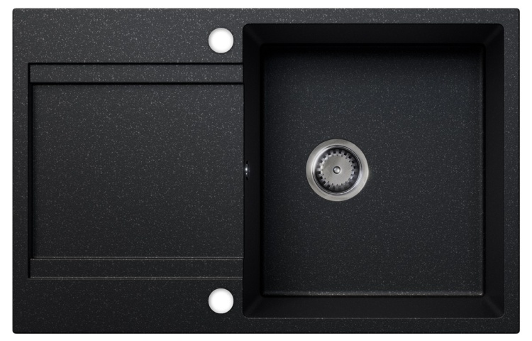 Zlewozmywak granitowy GIOKO z ociekaszem (czarny grafit)