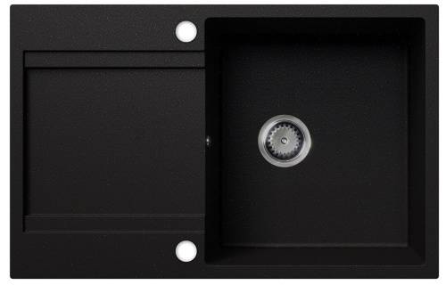 Zlewozmywak granitowy GIOKO z ociekaszem (czarny brokat złoty)